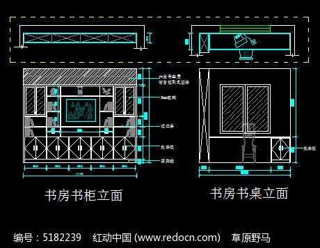 欧式书房设计实景图（欧式书房立面图）-图2