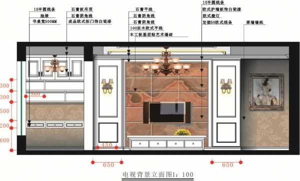 欧式柜体影视墙效果图（欧式柜子立面图）-图3