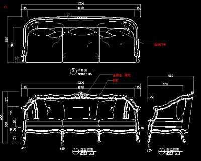 欧式客厅家具三视图（欧式家具三视图手绘）-图2