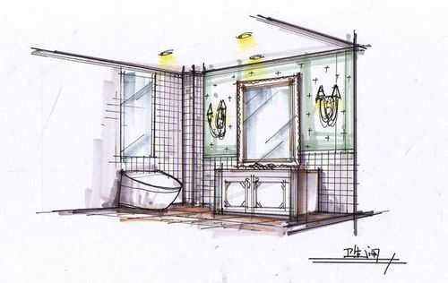 欧式厕所手绘效果图（欧式卫生间图片）-图3