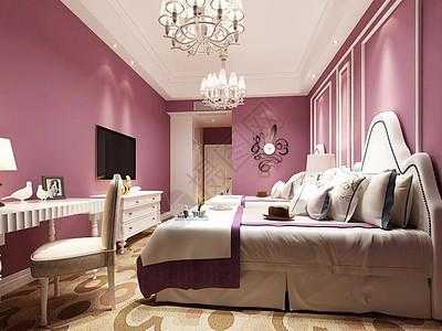 客厅欧式粉色壁纸（欧式粉色卧室效果图）-图1